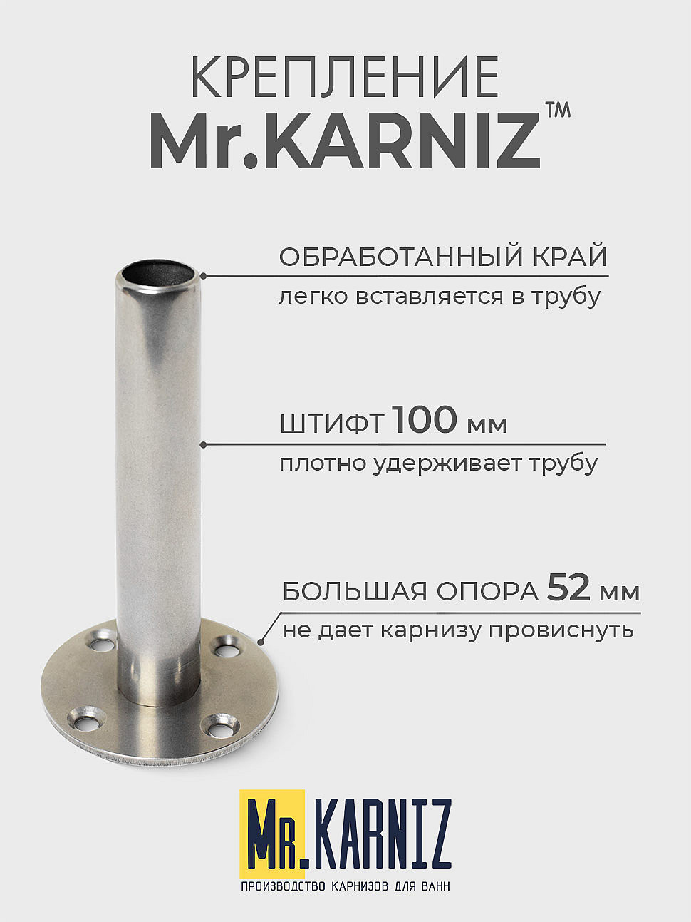 Карниз для душа Угловой Полукруглый 110х110 Усиленный 20 мм фото 5
