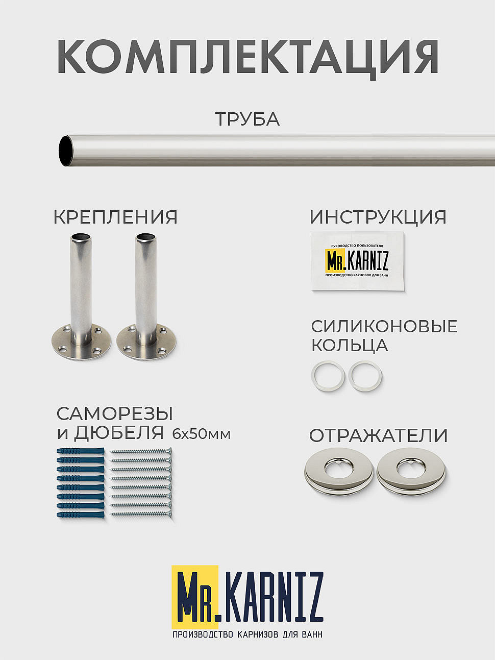 Карниз для душа Угловой Полукруглый 110х110 Усиленный 20 мм фото 9