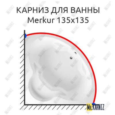 Карниз для ванны Riho Merkur 135х135 Усиленный 20 мм MrKARNIZ