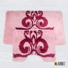 Комплект ковриков для ванной и туалета DAMASK розовый