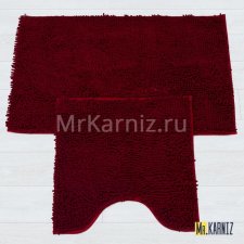 Комплект ковриков для ванной и туалета Люкс бордо
