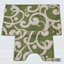 Комплект ковриков для ванной и туалета Узоры беж/зеленый