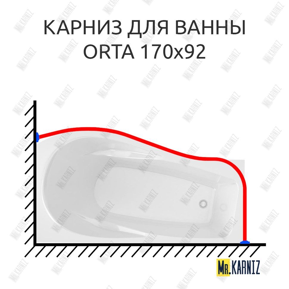 Карниз для ванны Alex Baitler Orta Угловой 170х92 Усиленный 20 мм MrKARNIZ Карниз для ванны Alex Baitler Orta Угловой 170х92 Усиленный 20 мм MrKARNIZ