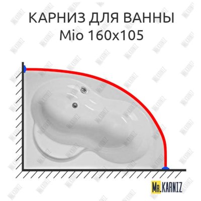 Карниз для ванны Jika Mio 160х105 Усиленный 20 мм MrKARNIZ